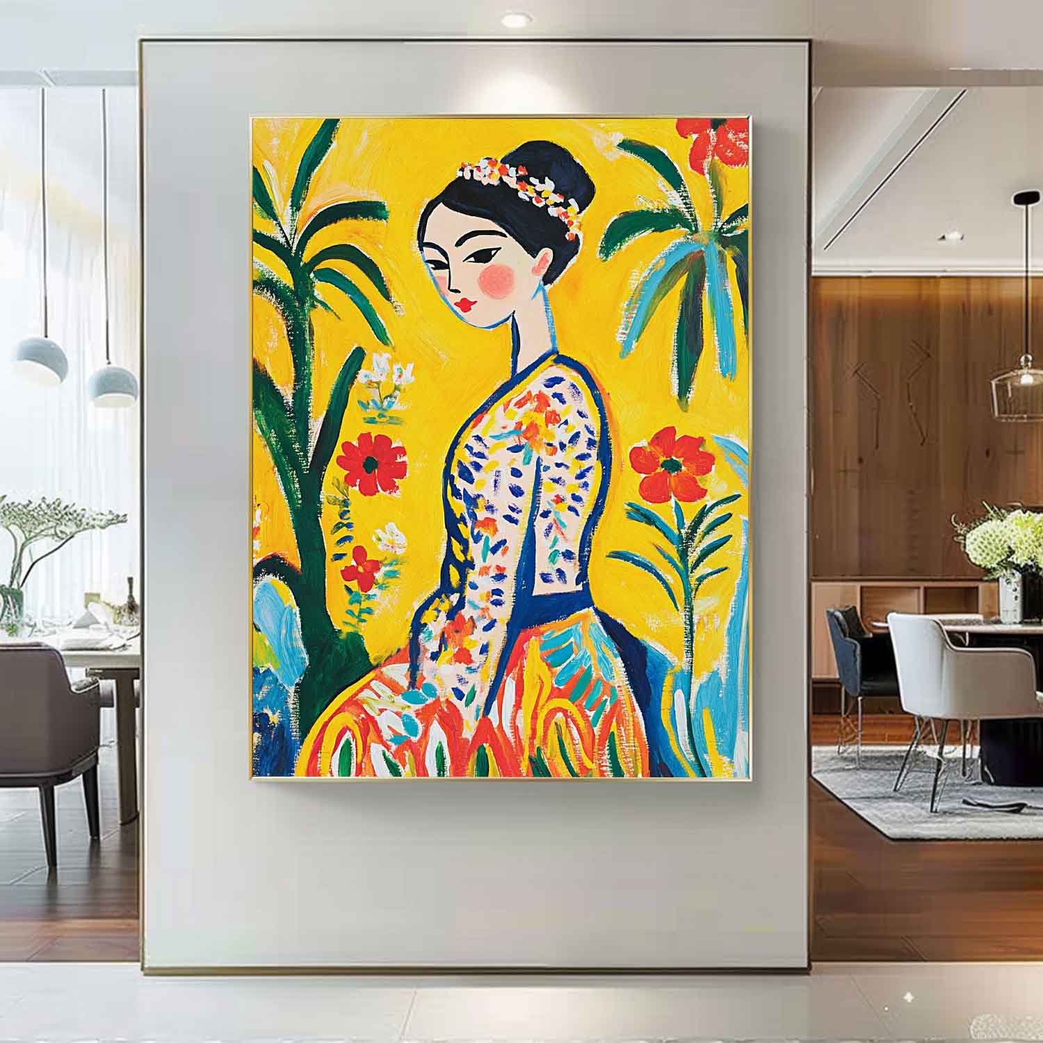 Lady In Gold Painting Artwork Cute Girl In A Romantic Vintage Style Gorgeous Original Modern Wall Art