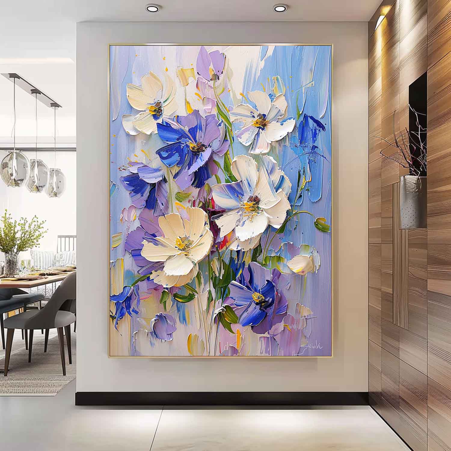 Abstract Flower Acrylic Painting On Canvas Original Floral Painting Large Lovely Textured Art Home Decor