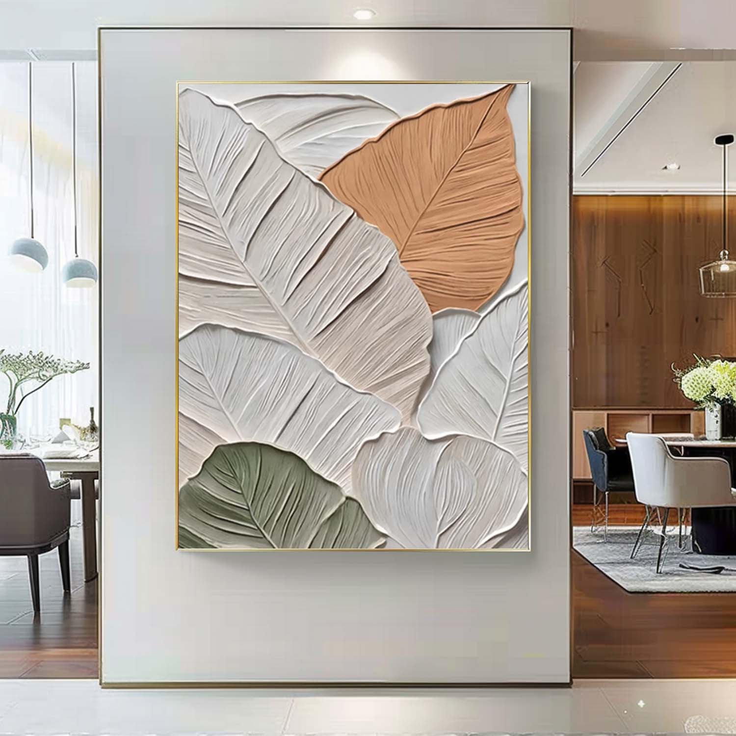 3D Leaf Painting Acrylic Textured Foliage Art Impressionist Plant Paintings For Living Roomleaf
