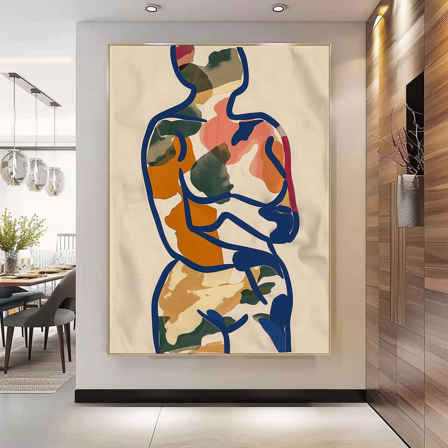 Minimalism Graffiti Oil painting Colors Original Abstract Body Line Outline Wall Art Figure Contour Acrylic Painting
