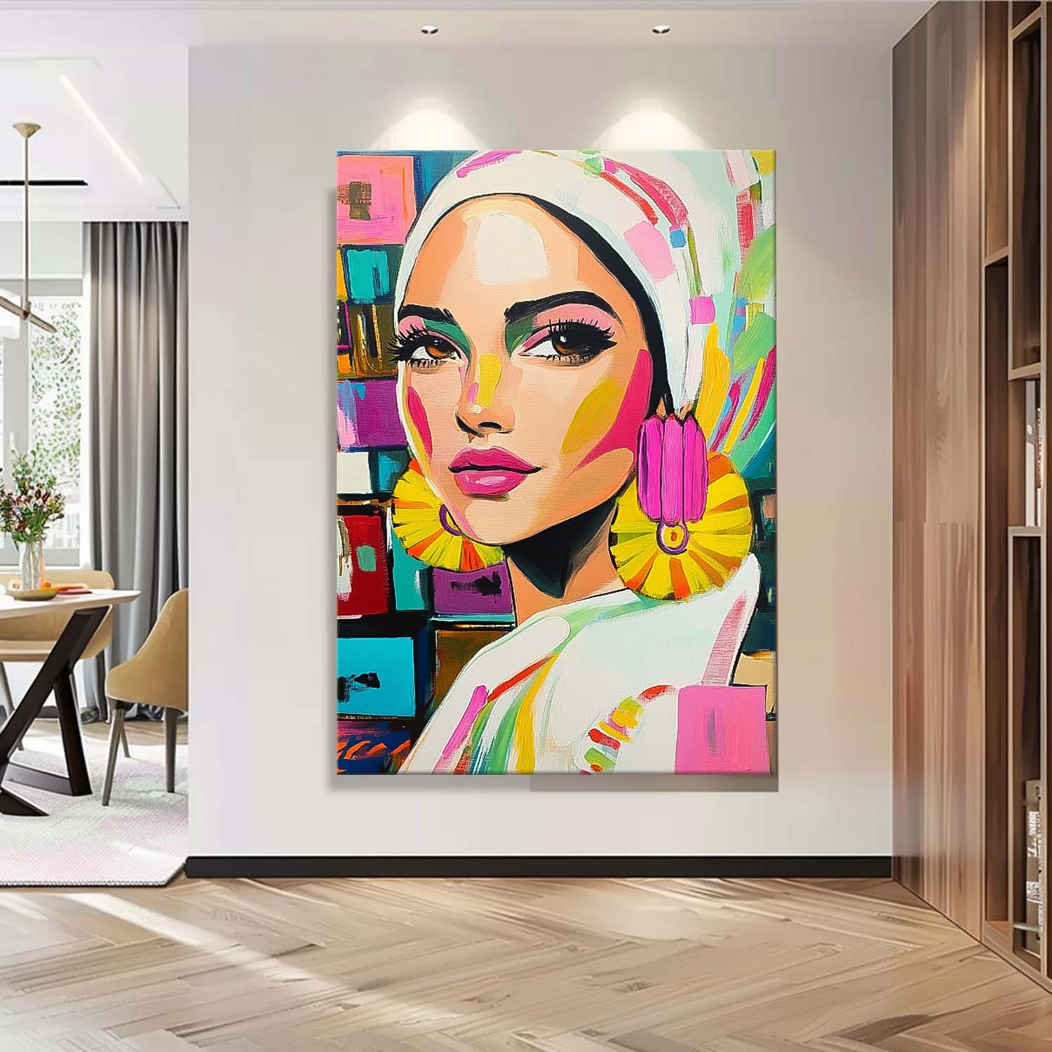 Bright Colors Original Texture Girl Wall Art Abstract Frail Oil Painting On Canvas Lady Modern Artwork