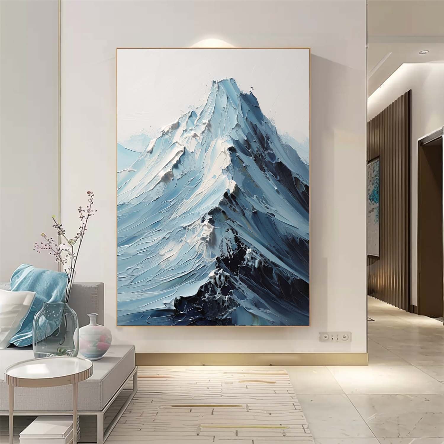 Abstract Snow Mountain Scenery Wall Art Acrylic Painting Large Texture Landscape Oil Painting On Canvas Home Decor