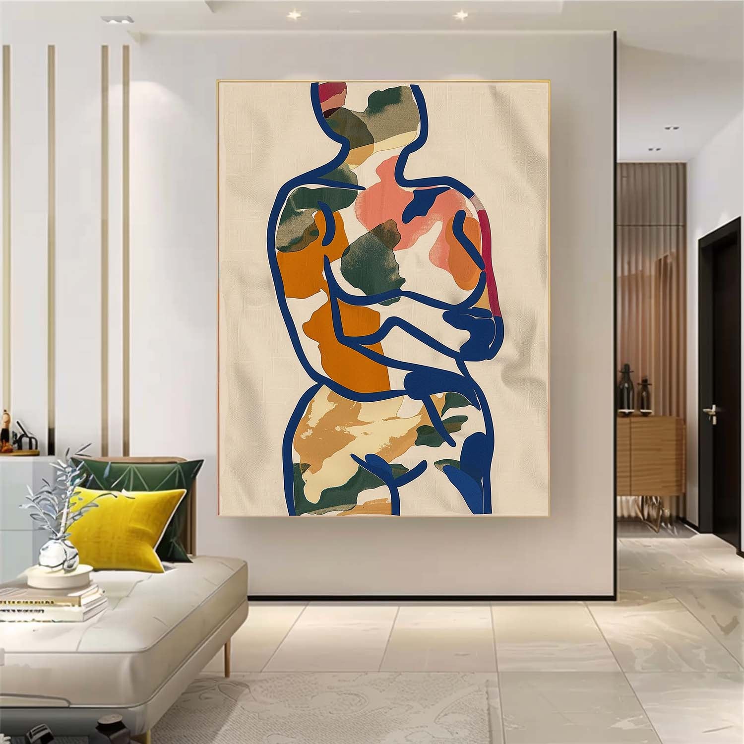 Minimalism Graffiti Oil painting Colors Original Abstract Body Line Outline Wall Art Figure Contour Acrylic Painting