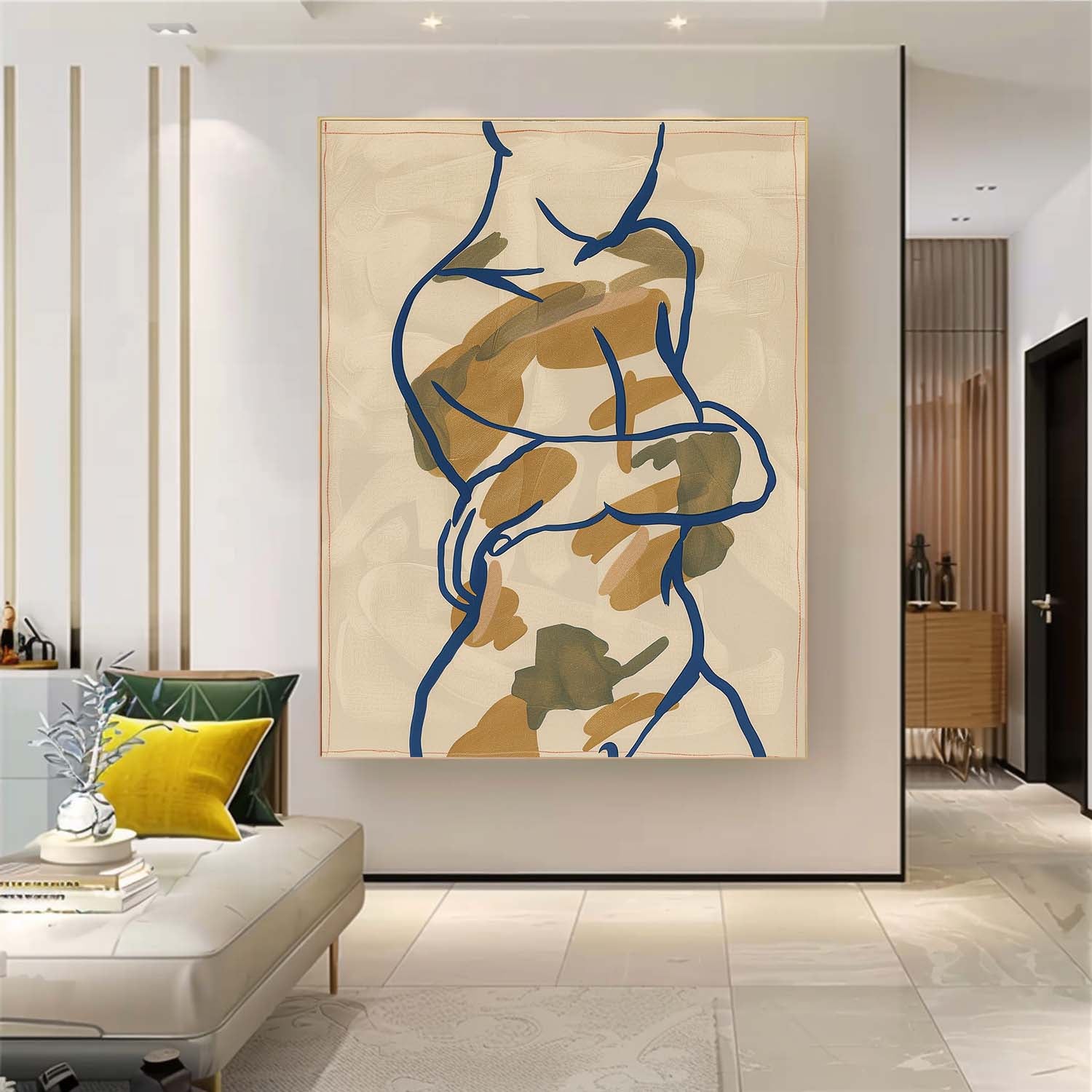 Minimalism Artwork Figure Contour Acrylic Painting Nordic Style Original Abstract Body Line Outline Wall Art