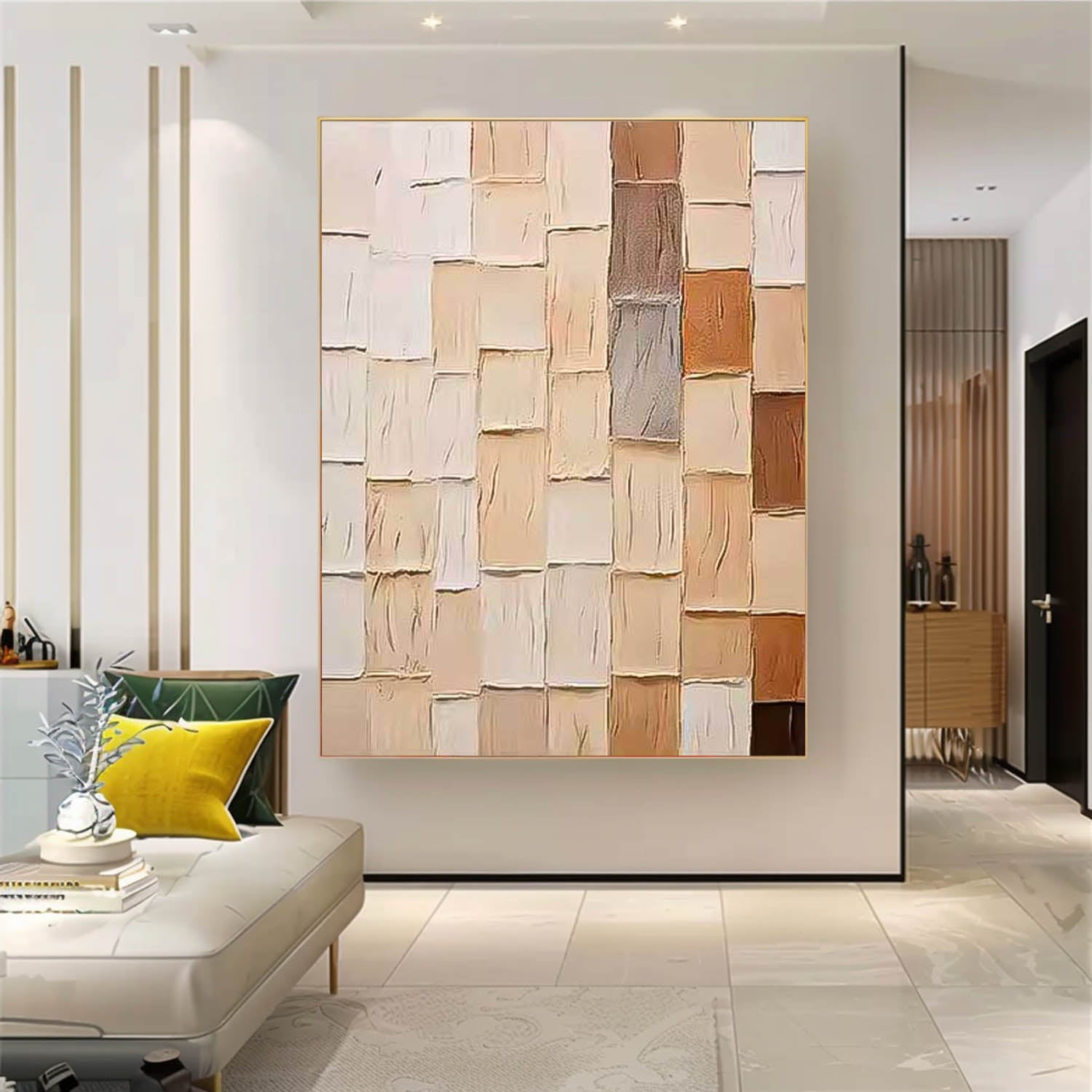 Geometric Color Blocks Original Abstract Oil Painting On Canvas Modern Wall Art Large Acrylic Painting Framed