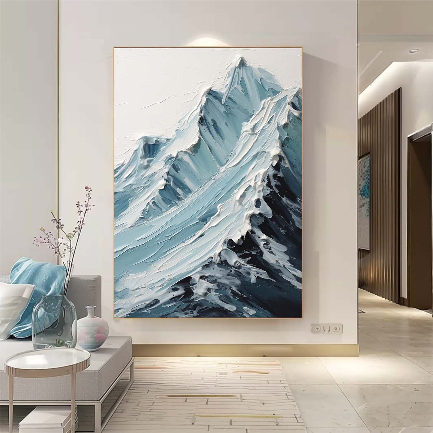 Large Texture Landscape Oil Painting On Canvas Abstract Snow Mountain Scenery Wall Art Acrylic Painting Home Decor