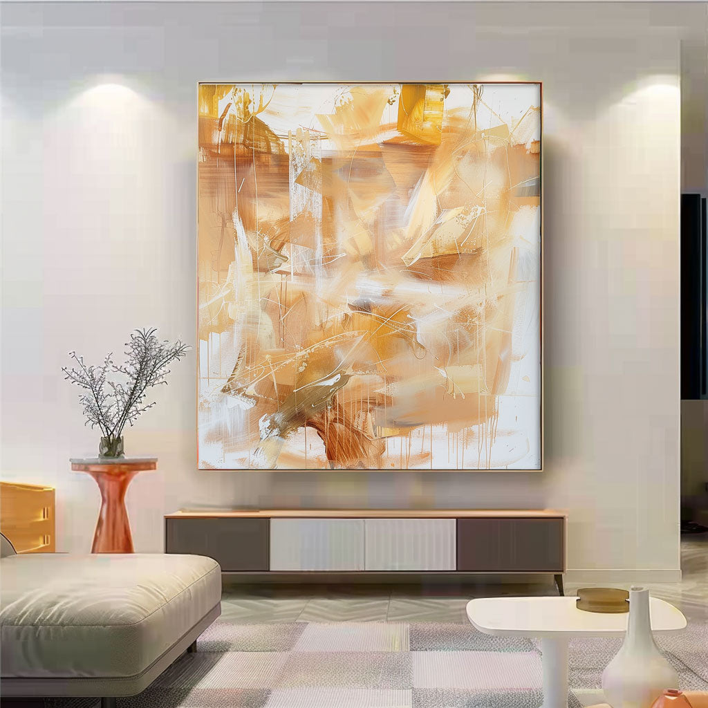 Oversize Modern Acrylic Painting On Canvas Yellow Texture Abstract Oil Painting Original Artwork Home Decor