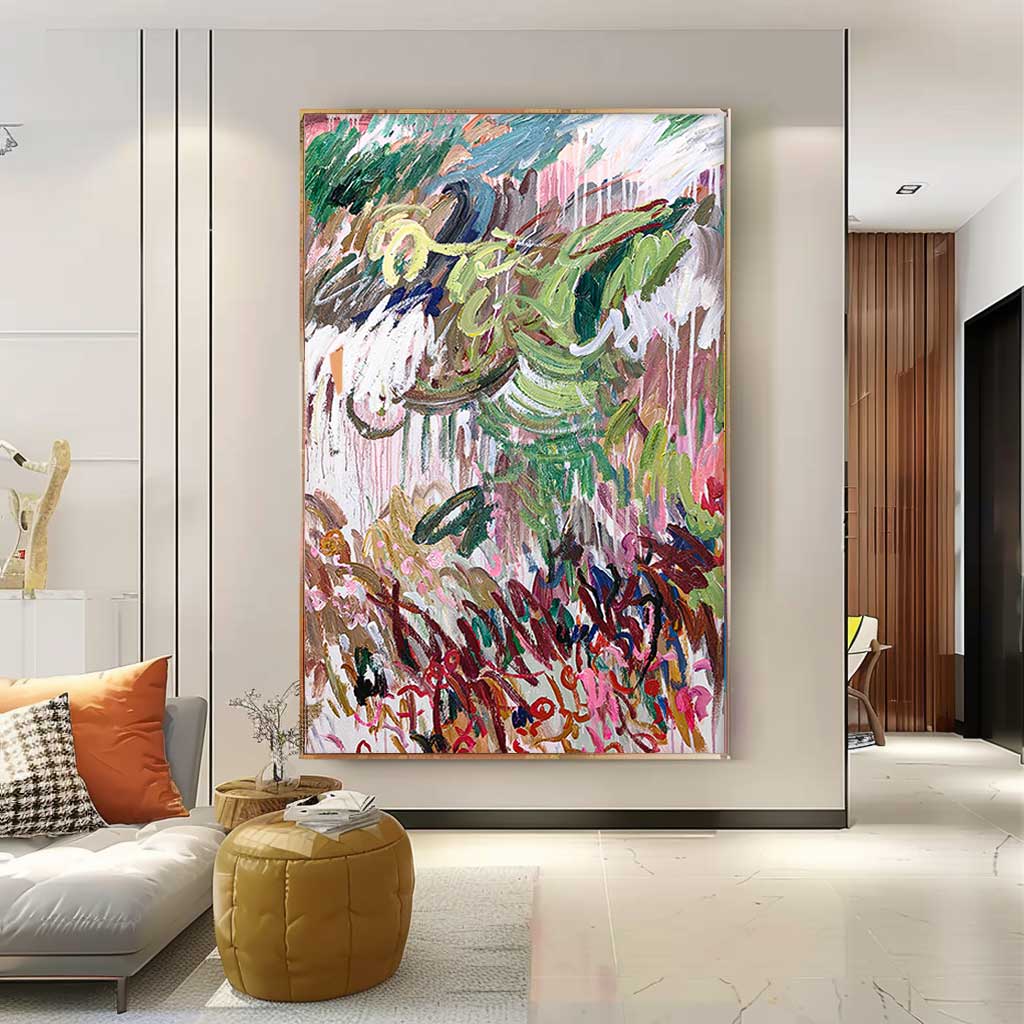 Large Contemporary Irregular Line Acrylic Painting On Canvas Abstract Graffiti Wall Art Home Decor