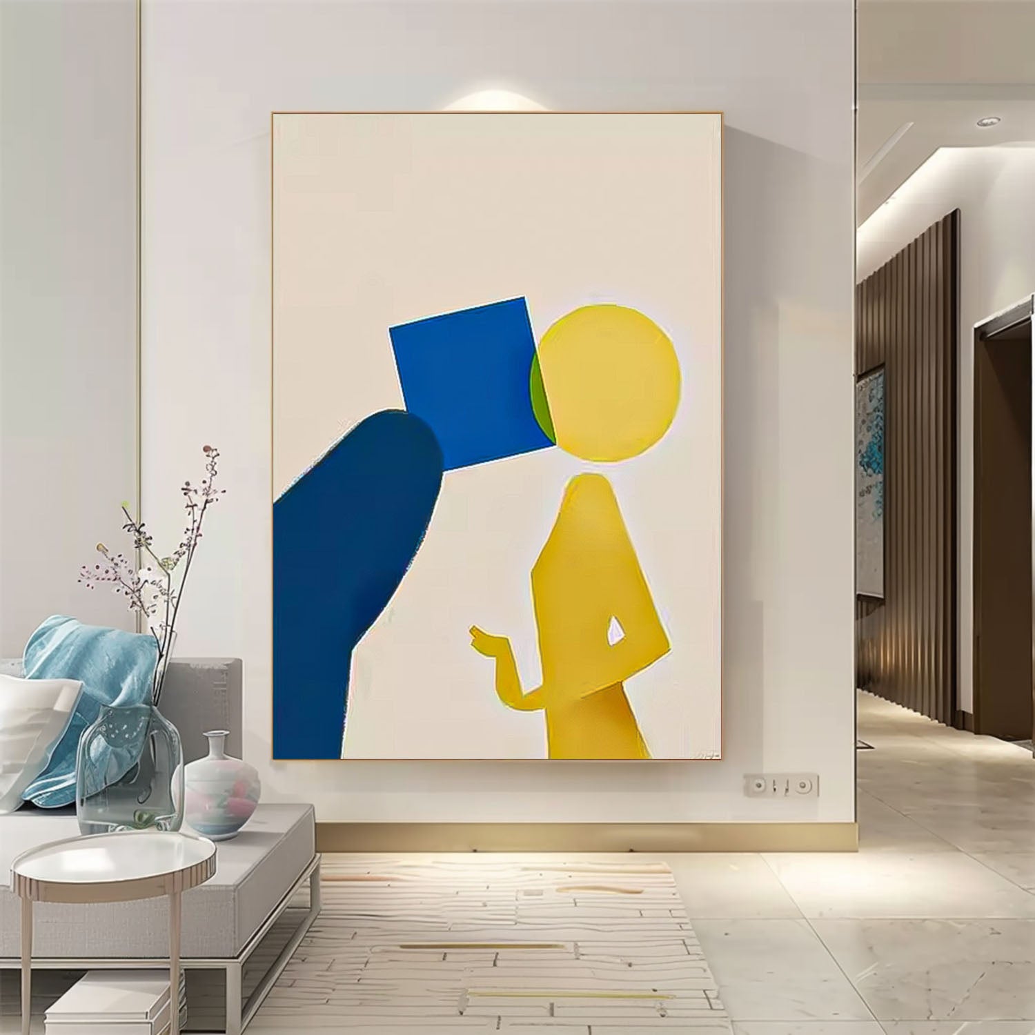 Original Hand-Painted Artwork Large Cute Little Guy Wall Art Minimalist Abstract Canvas Oil Painting