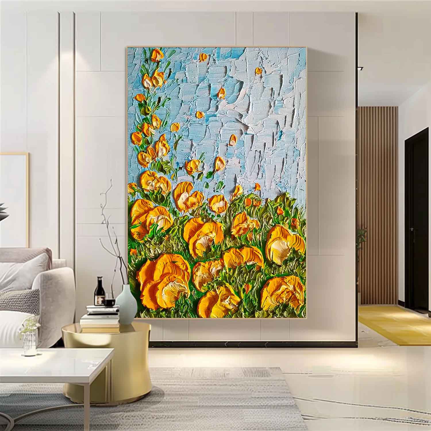 Original Floral Painting Large Textured Wall Art Abstract Flower Acrylic Painting On Canvas Custom Home Decor