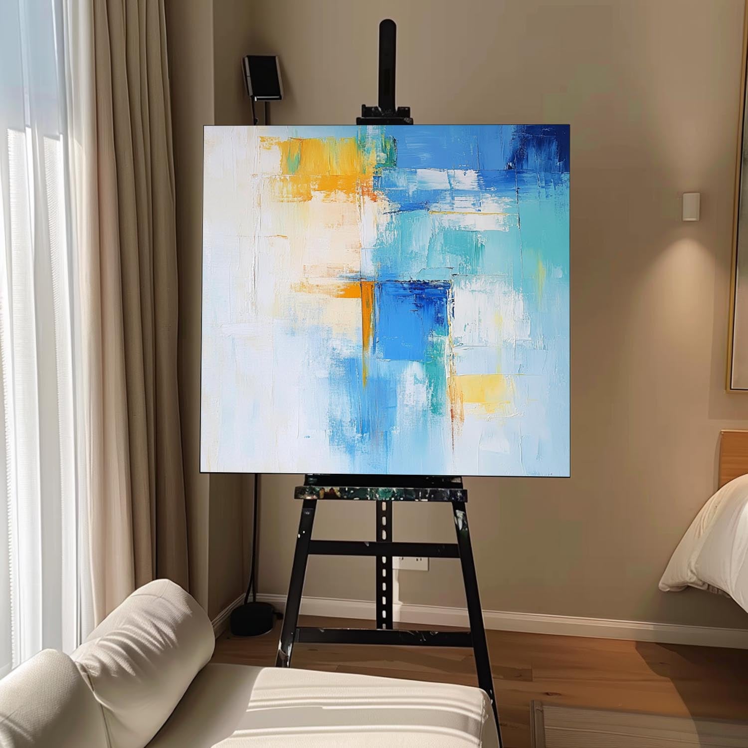 Contemporary Abstract Oil Painting Canvas Color Large Square Texture Abstract Wall Art Framed For Living Room