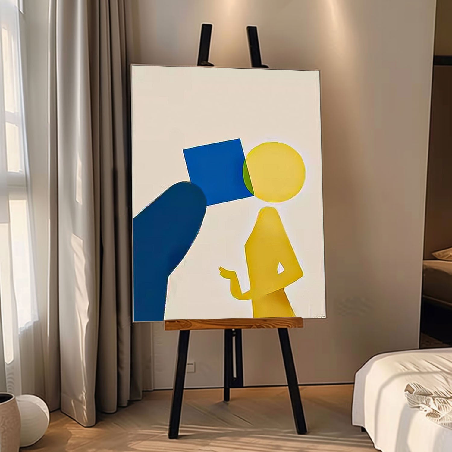 Original Hand-Painted Artwork Large Cute Little Guy Wall Art Minimalist Abstract Canvas Oil Painting