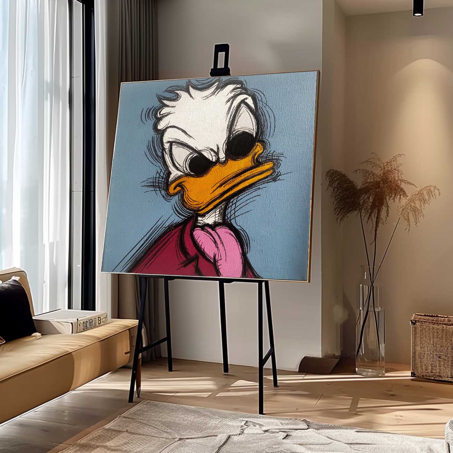 Square Donald Duck Abstract Wall Art Original Graffiti Disney Characters Painting Canvas Large Artwork