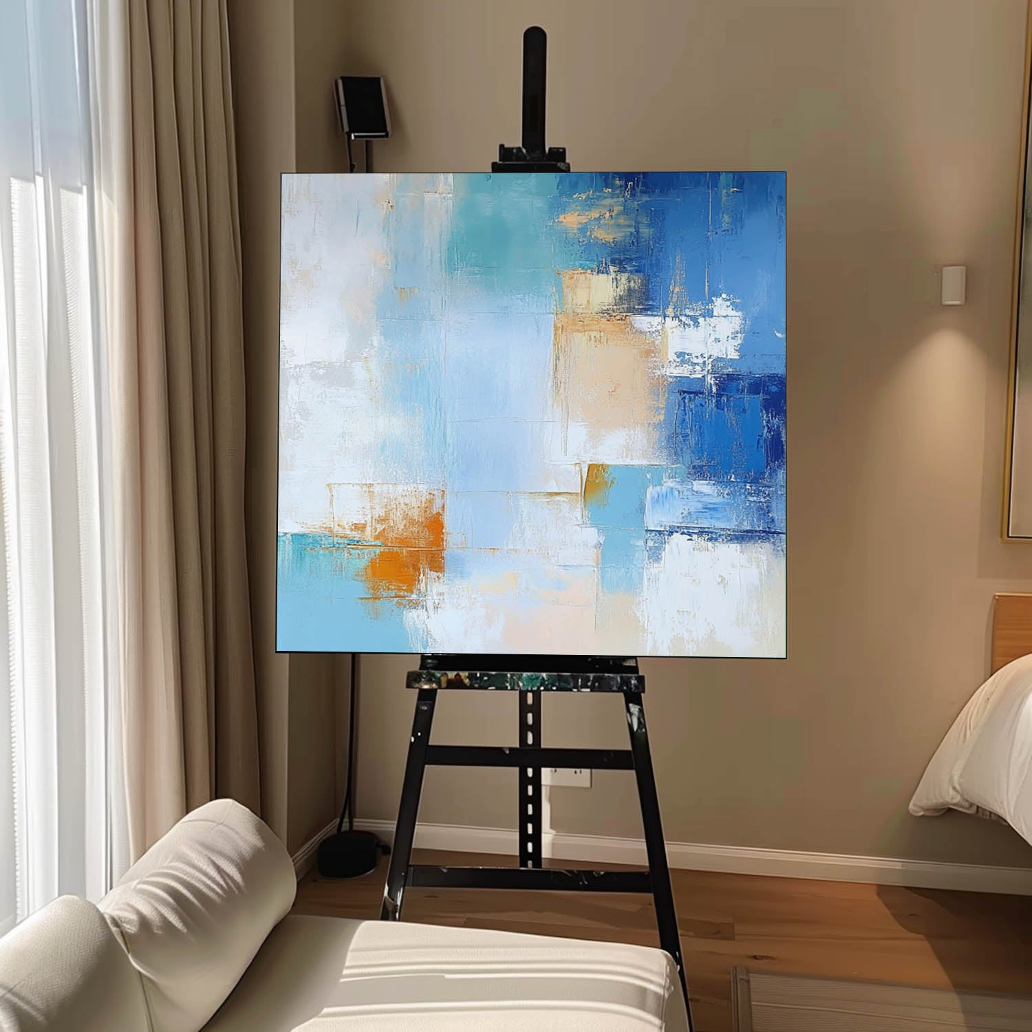 Contemporary Abstract Oil Painting Canvas Color Large Square Texture Abstract Wall Art Framed Home Decorations
