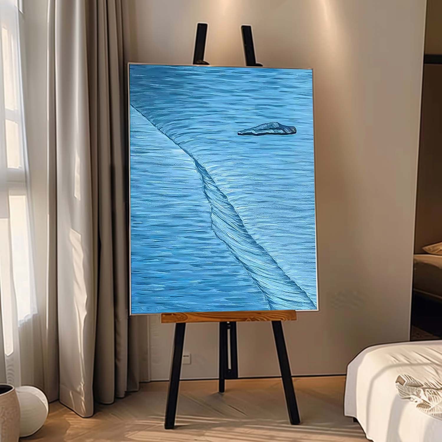 Original Hand-Painted Artwork Large Blue StereoscopicWall Art Minimalist Abstract Canvas Oil Painting