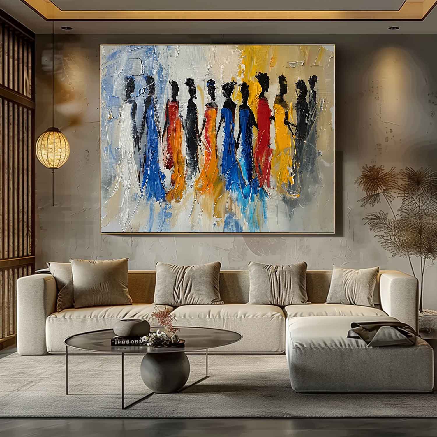 Original Human Artwork Abstract Figure Oil Painting Large Color Human Silhouette Wall Art For Living Room