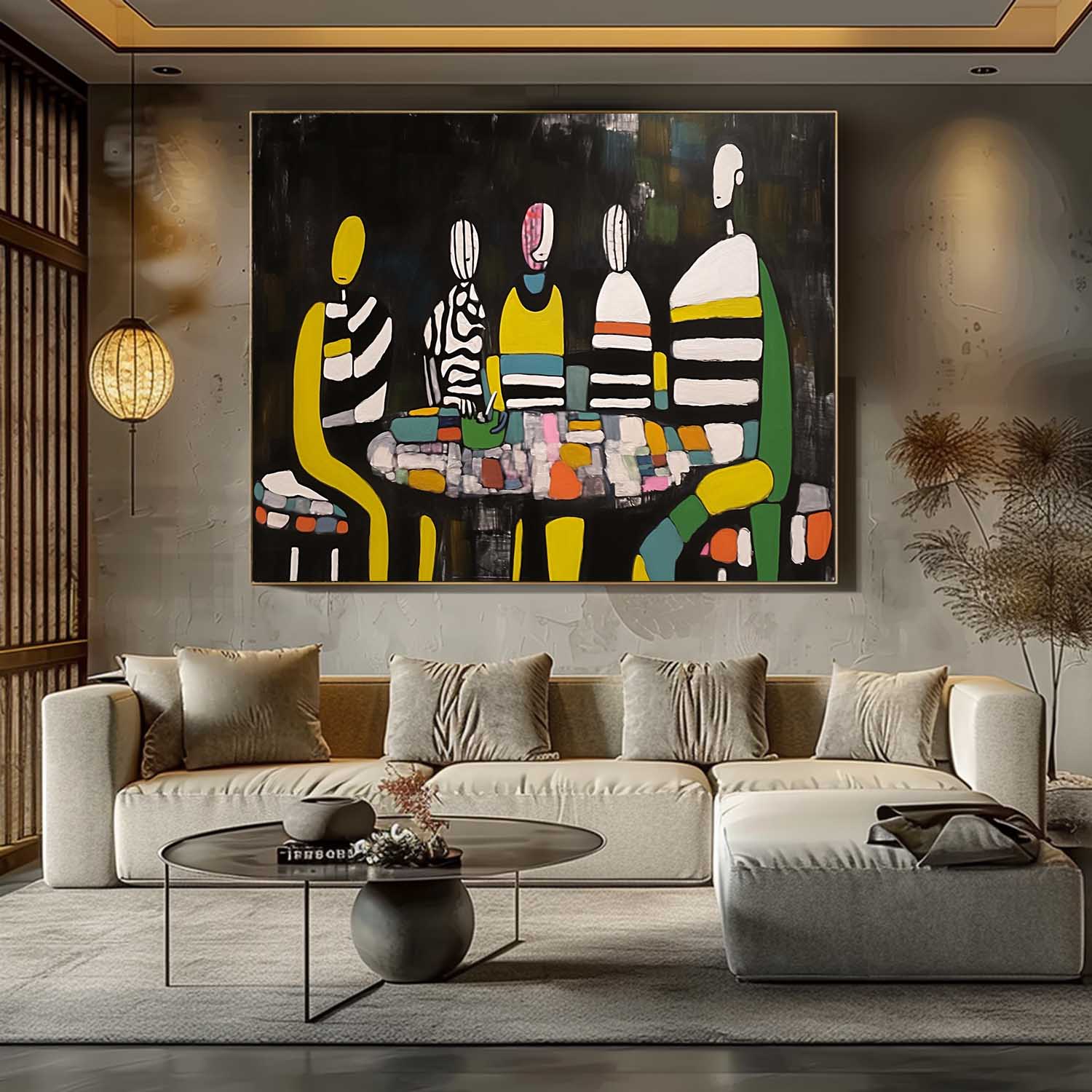 Large Fluorescent Human Silhouette Wall Art Abstract Graffiti Figure Oil Painting Original Human Artwork