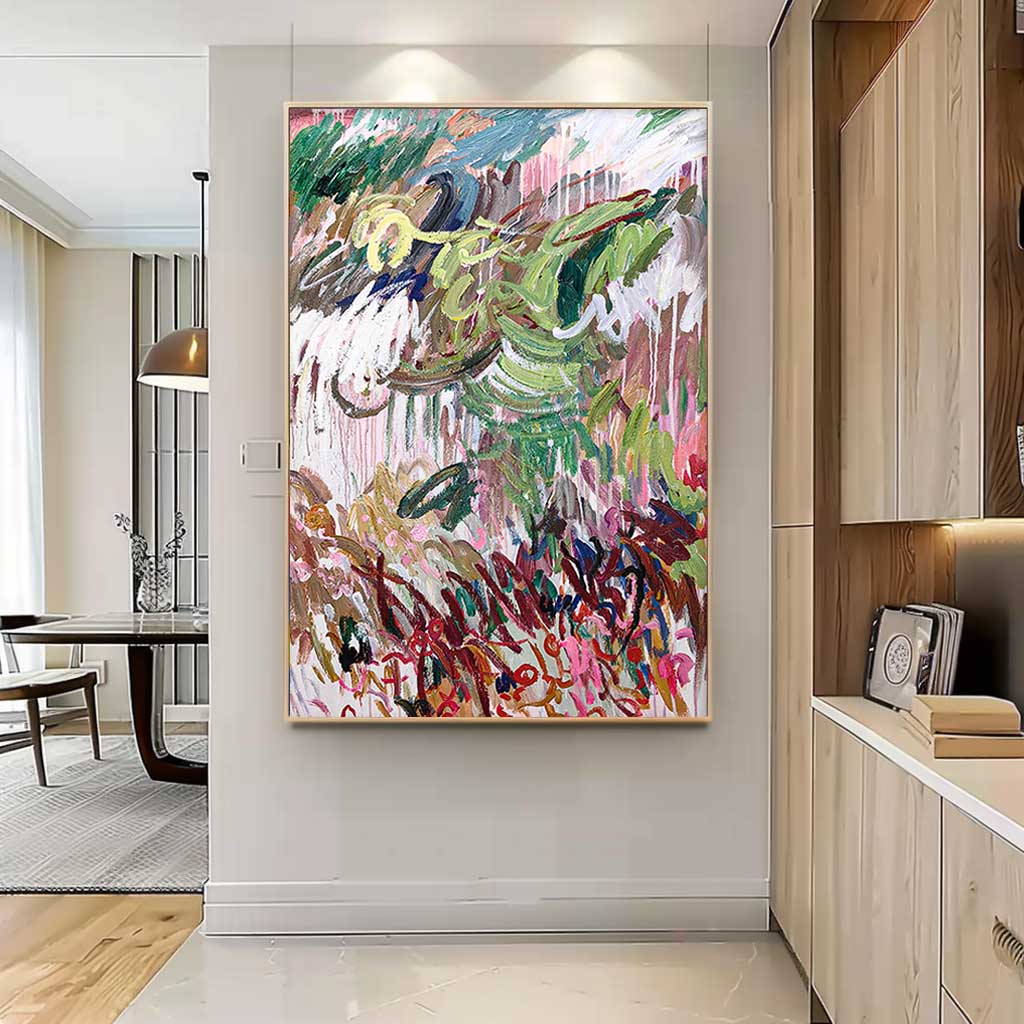 Large Contemporary Irregular Line Acrylic Painting On Canvas Abstract Graffiti Wall Art Home Decor