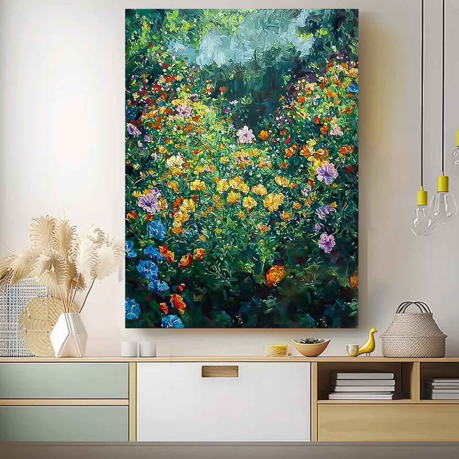 Rich Variety Of Floral Abstract Acrylic Painting On Canvas Contemporary Cute Flower Wall Art Forest Artwork On Sale