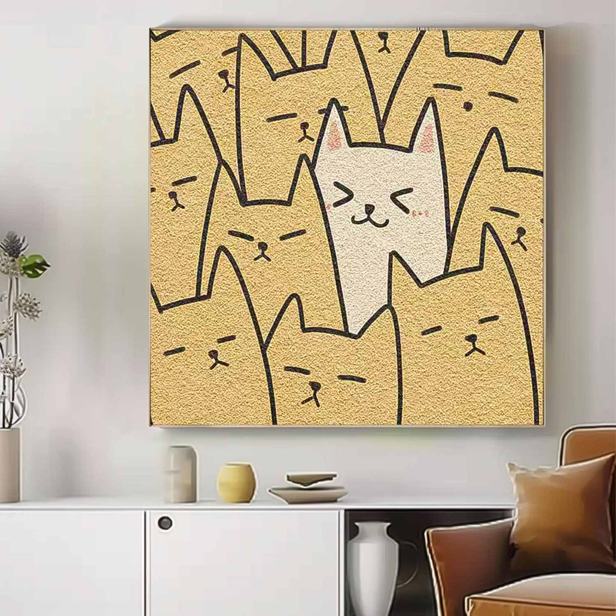 Large Interesting Simple Strokes Abstract Wall Art Modern Minimalist Canvas Acrylic Painting For Living Room