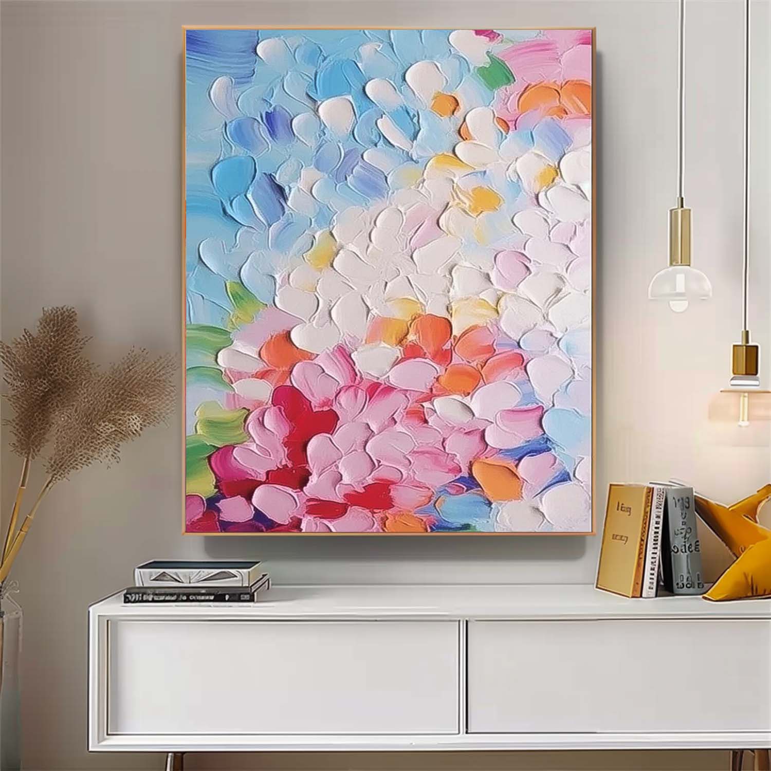 Large Modern Knife Acrylic Painting On Canvas Colorful Texture Abstract Oil Painting Original Artwork Decor