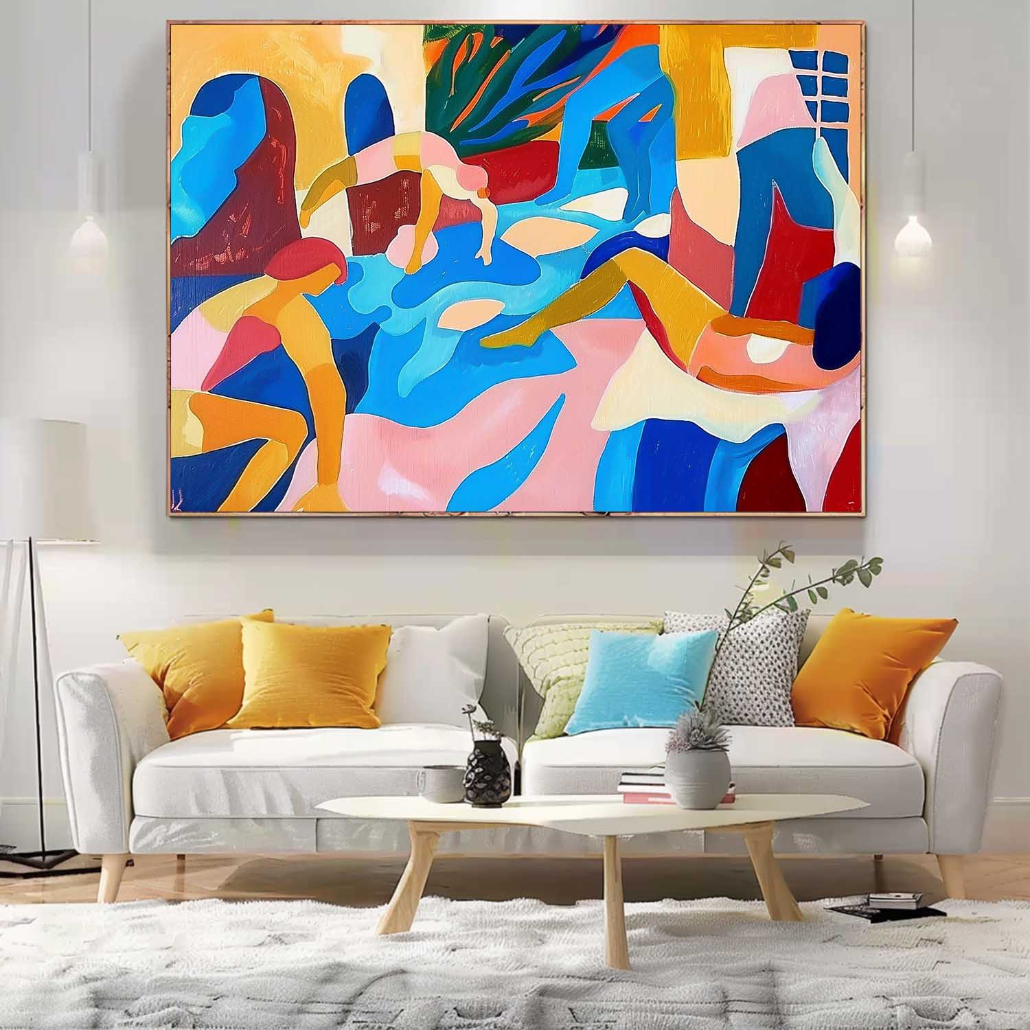 Matisse Style Painting Of Women Vibrant Modern Abstract Figures Canvas Art Large Colored Female Wall Art