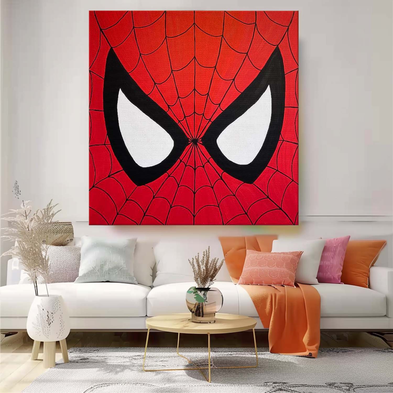 Minimalist Spider-Man Canvas Acrylic Painting Large Marvel Comics Characters Painting Original Wall Art