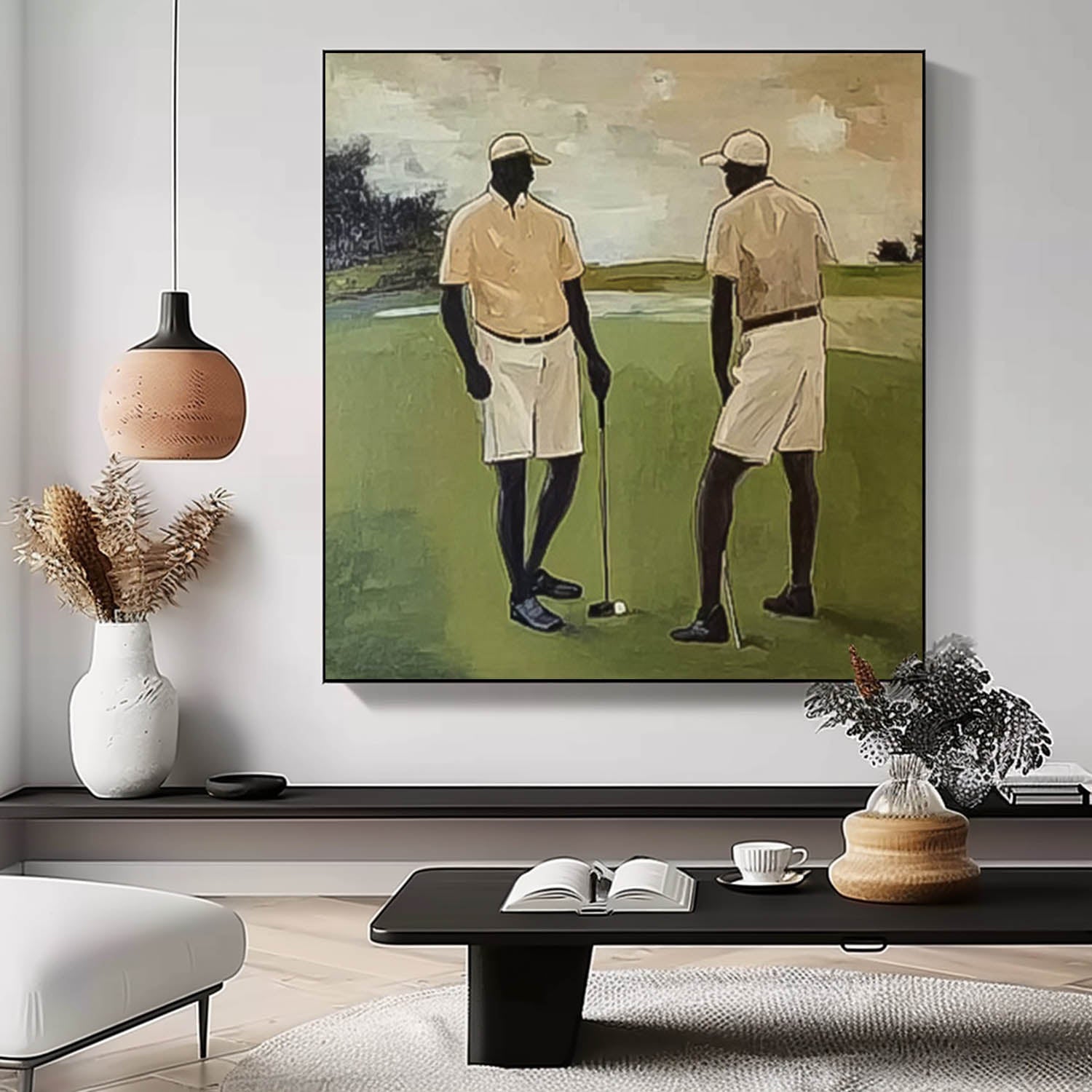 Contemporary Sport Decor Modern Golf Artwork Unique Art Square Textured Golf Art Golf Lovers Gift