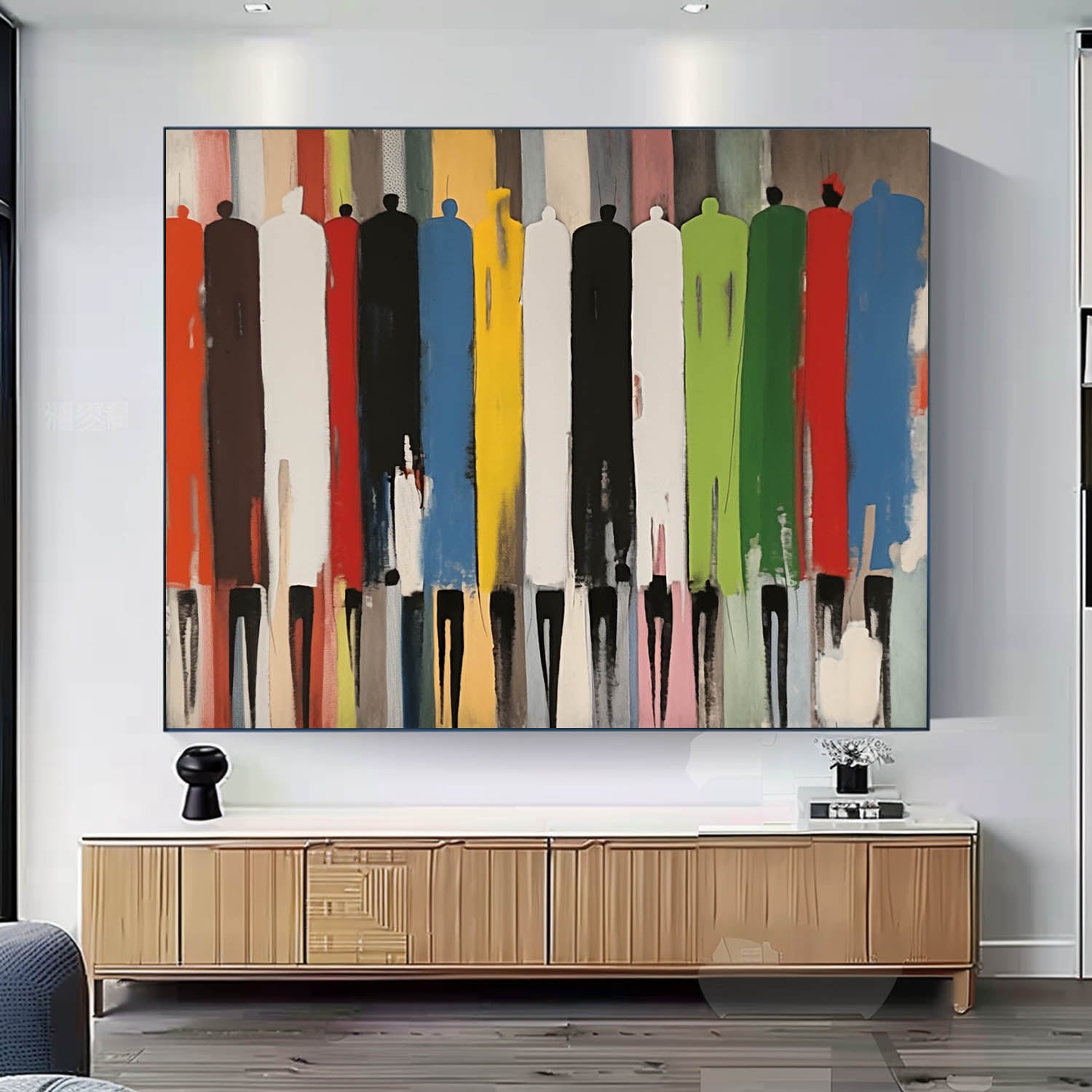 Abstract Figure Oil Painting Large Color Human Silhouette Wall Art Original Human Artwork For Living Room