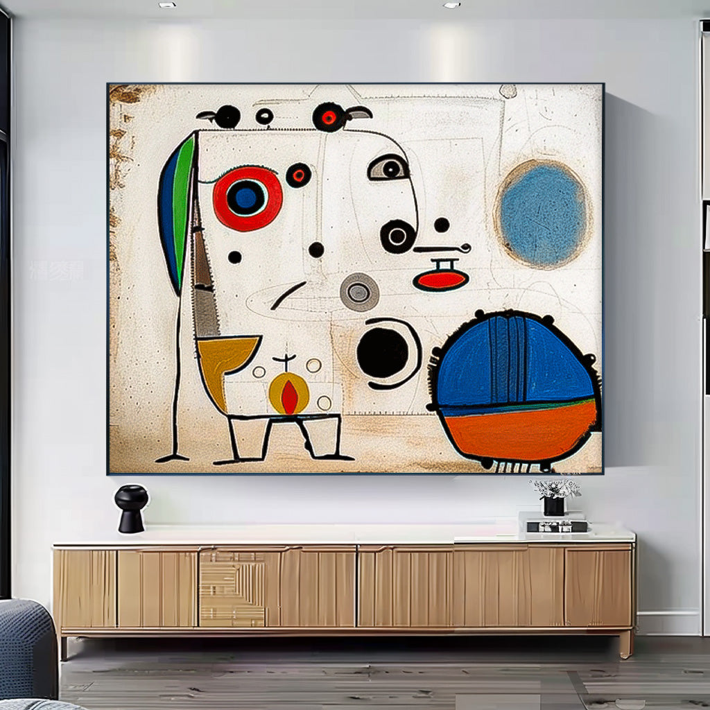 Large Color Wall Art Abstract Oil Painting Original Minimalist Cute Graffiti Abstract Artwork Decor