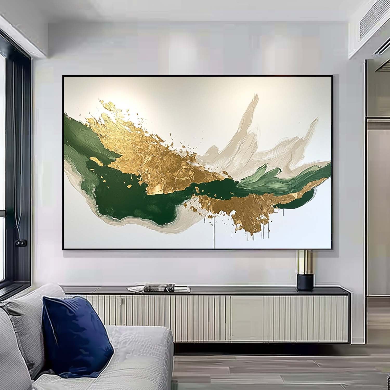 Green Large Original Abstract Gold Wall Art Abstract Paintings Online Contemporary Artwork For Living Room