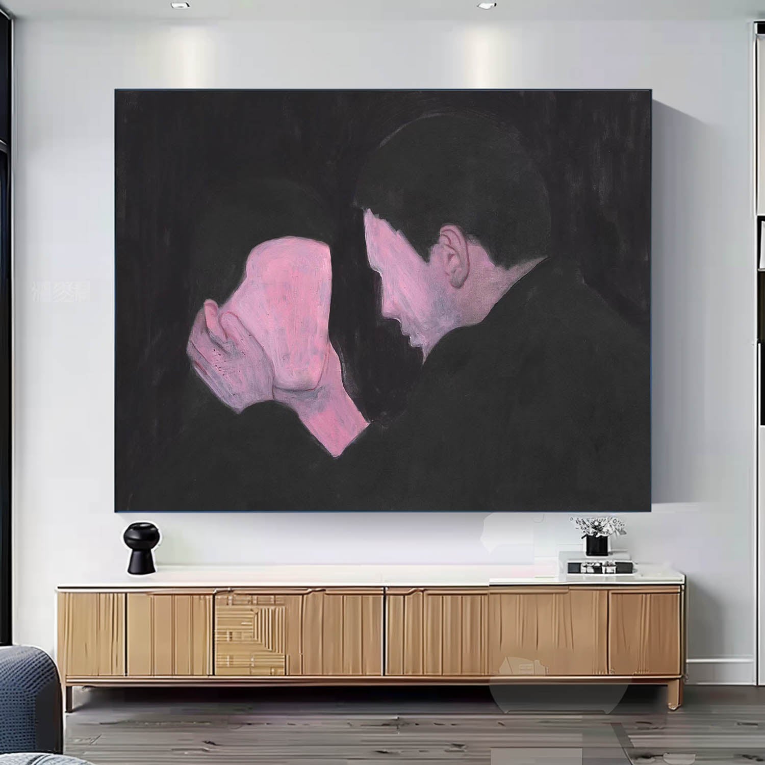 High Quality Warm Color Abstract Figure Oil Painting Large Man And Woman Wall Art Original Artwork Home Decor