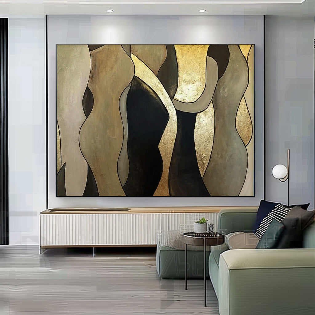 Line Contemporary Gallery Wall Art Modern Minimal Abstract Painting Figure Neutral Wall Decor For Living Room