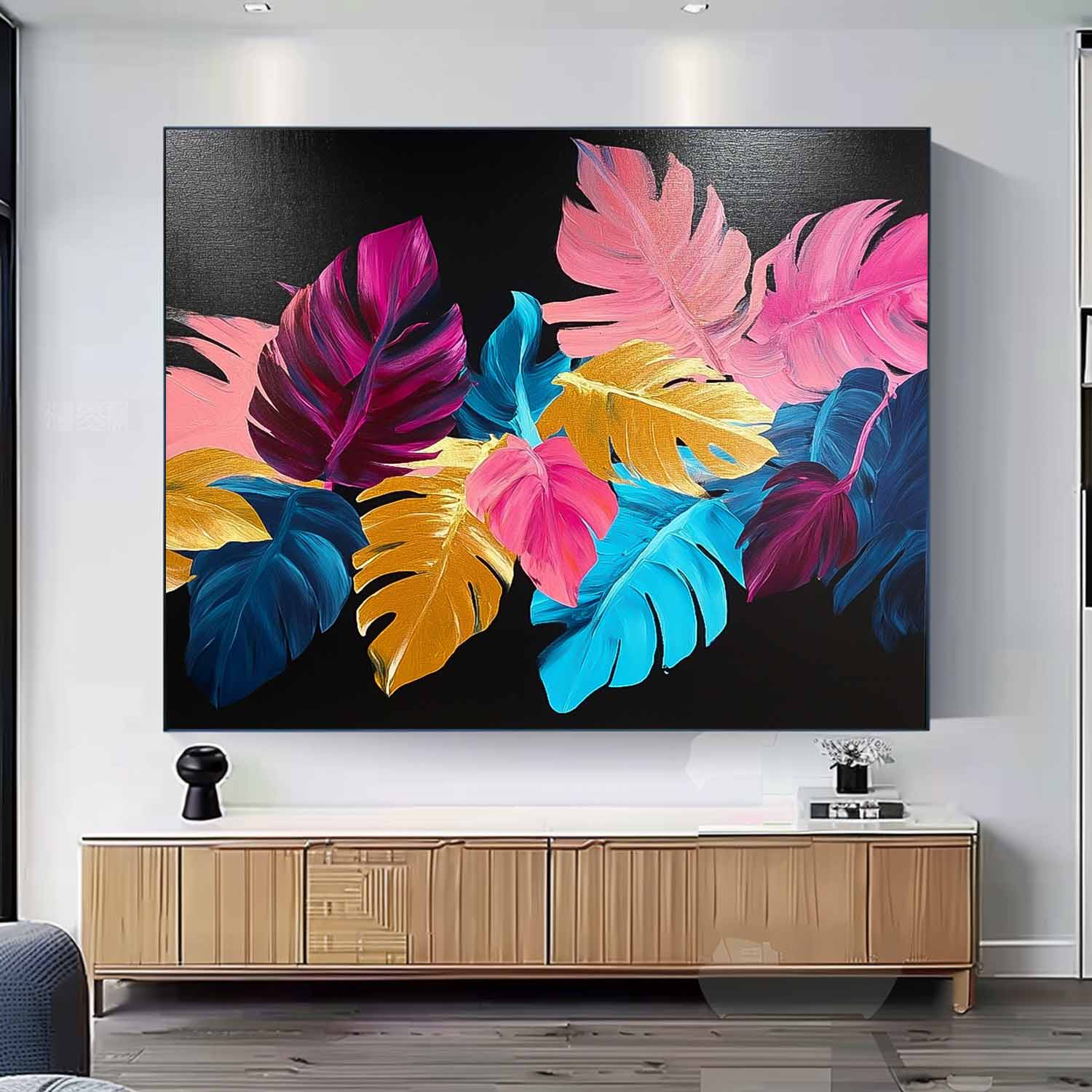 Colored Leaves Texture Artwork Original Abstract Leaves Oil Painting On Canvas Home Decor Artwork