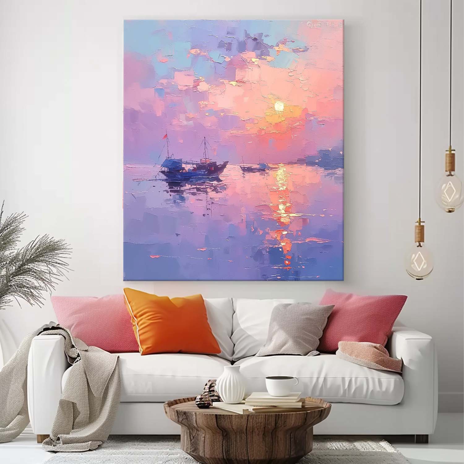 Abstract Sunset Scenery Wall Art Acrylic Painting Large Dreamy Colors Landscape Oil Painting On Canvas Home Decor