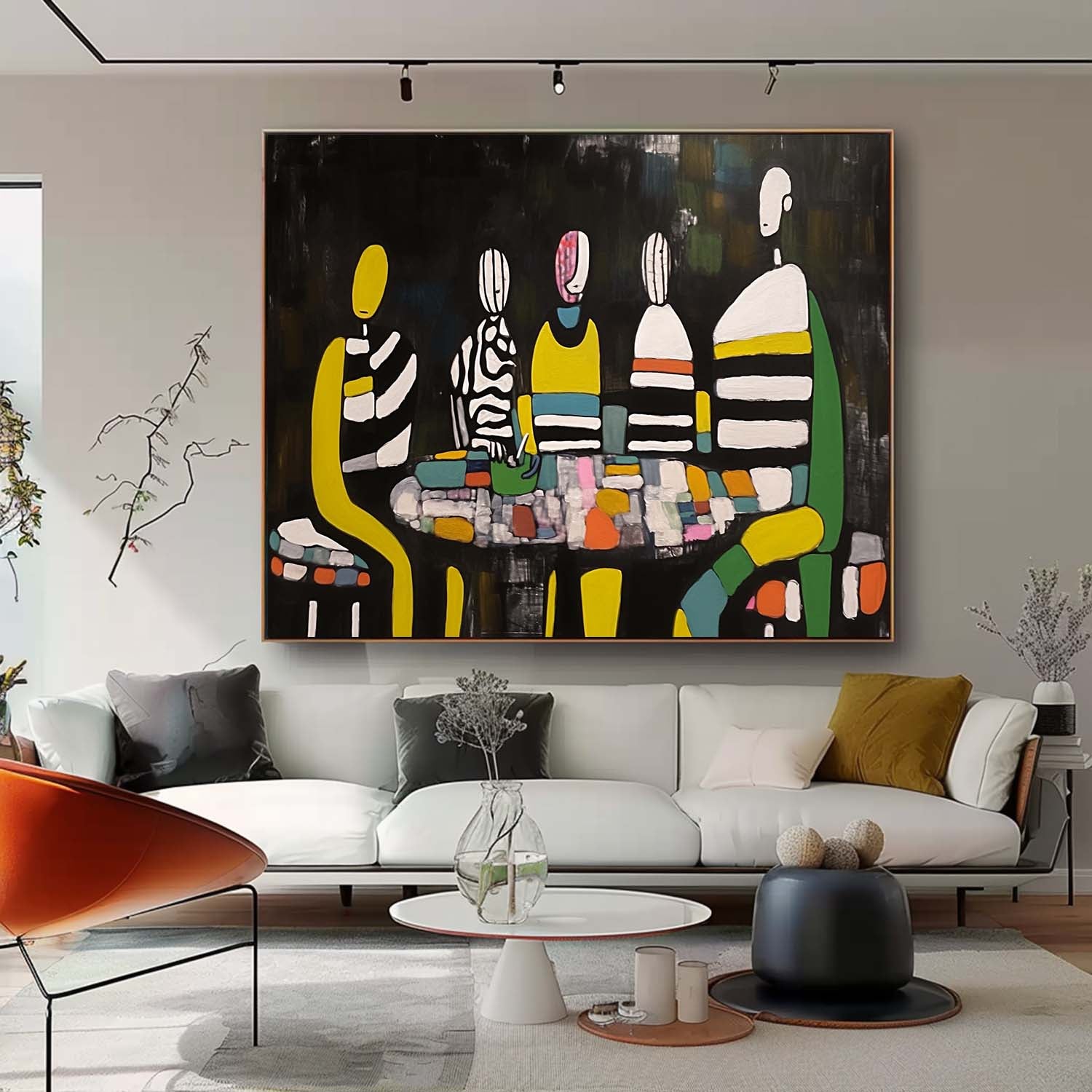Large Fluorescent Human Silhouette Wall Art Abstract Graffiti Figure Oil Painting Original Human Artwork