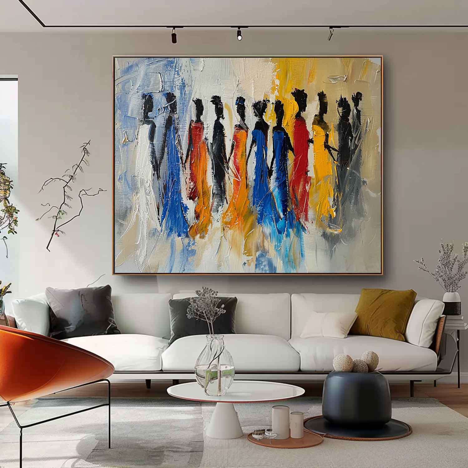 Original Human Artwork Abstract Figure Oil Painting Large Color Human Silhouette Wall Art For Living Room