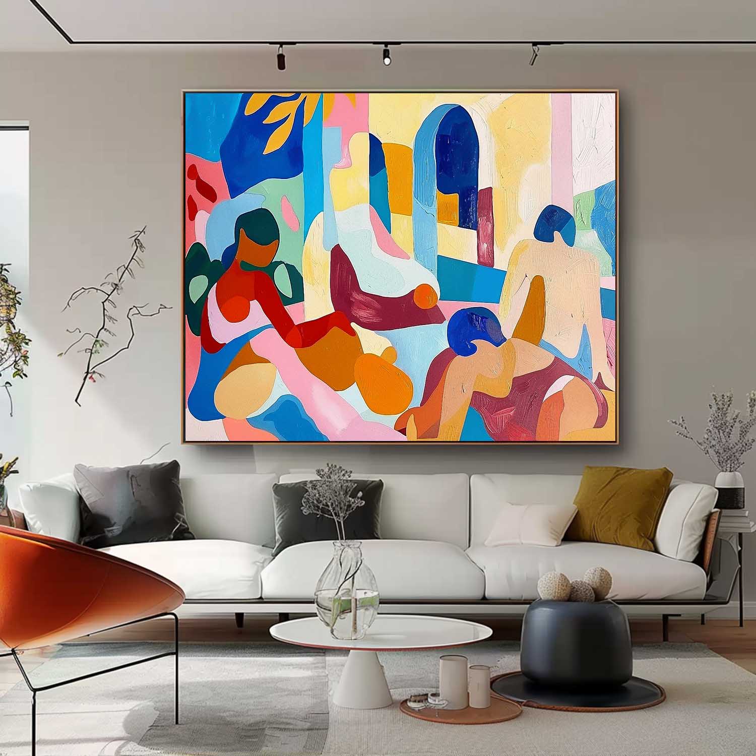 Modern Wall Art Home Decor Picasso Art Large Wall Art Original Famous Painting Abstract Colored Figures Oil Painting on Canvas