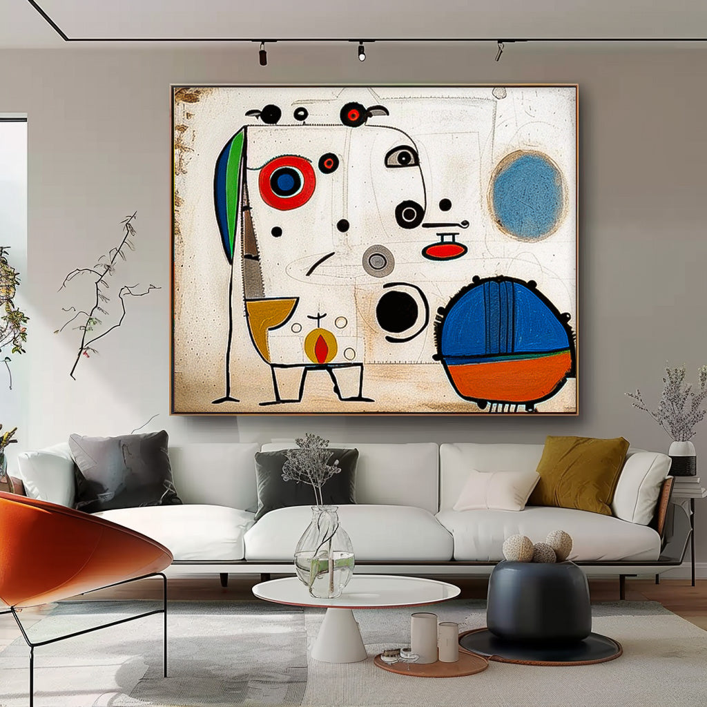 Large Color Wall Art Abstract Oil Painting Original Minimalist Cute Graffiti Abstract Artwork Decor