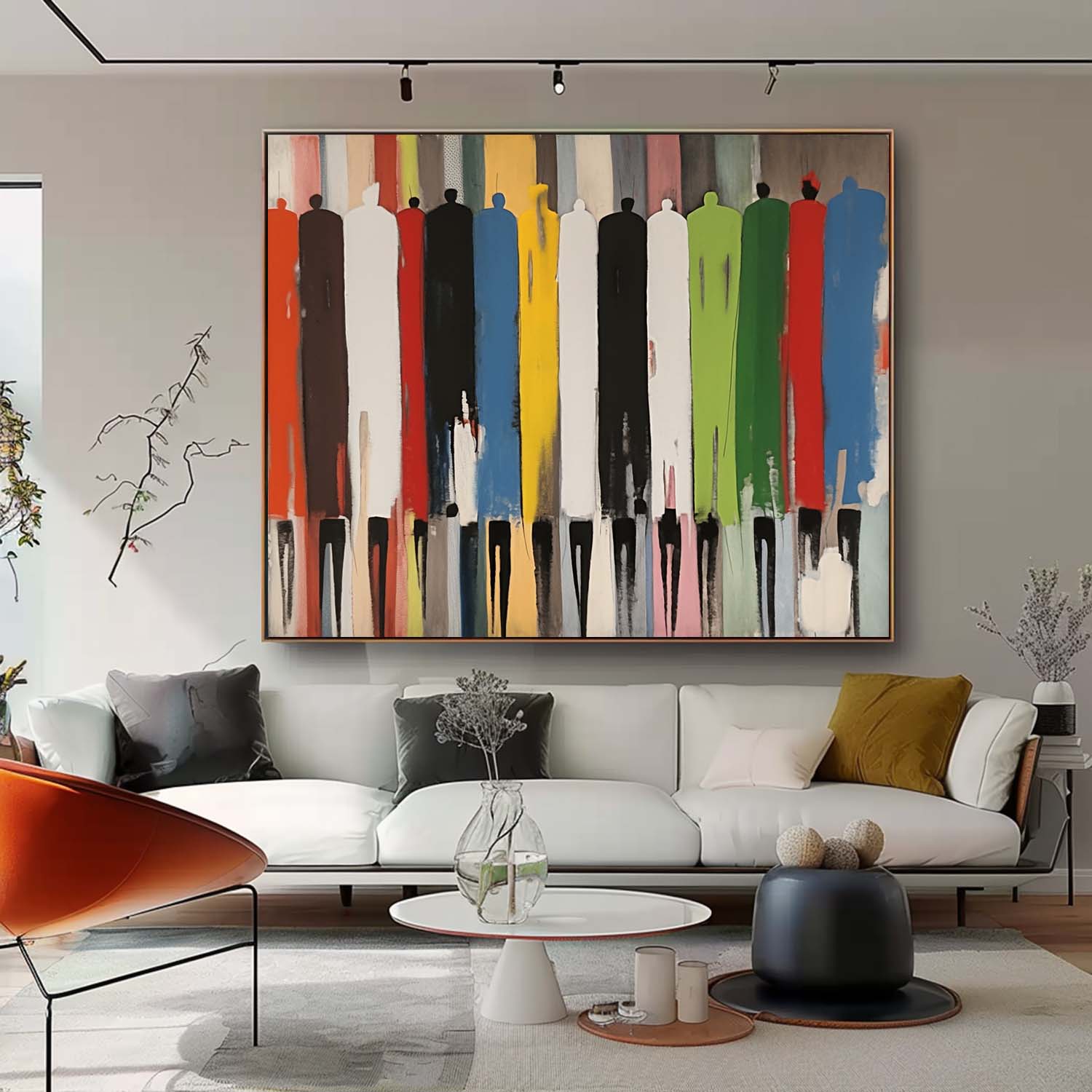 Abstract Figure Oil Painting Large Color Human Silhouette Wall Art Original Human Artwork For Living Room