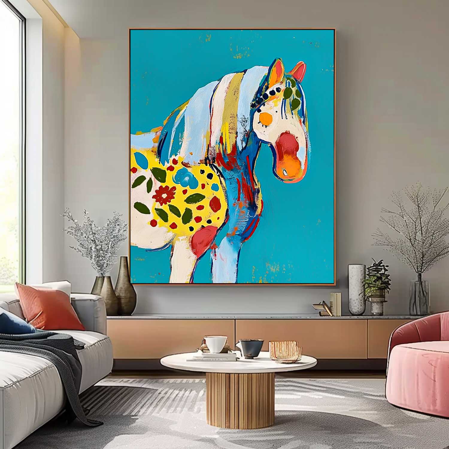 Minimalism Graffiti Animal Oil Painting Modern Horse Abstract Wall Art Large Acrylic Painting Home Decor