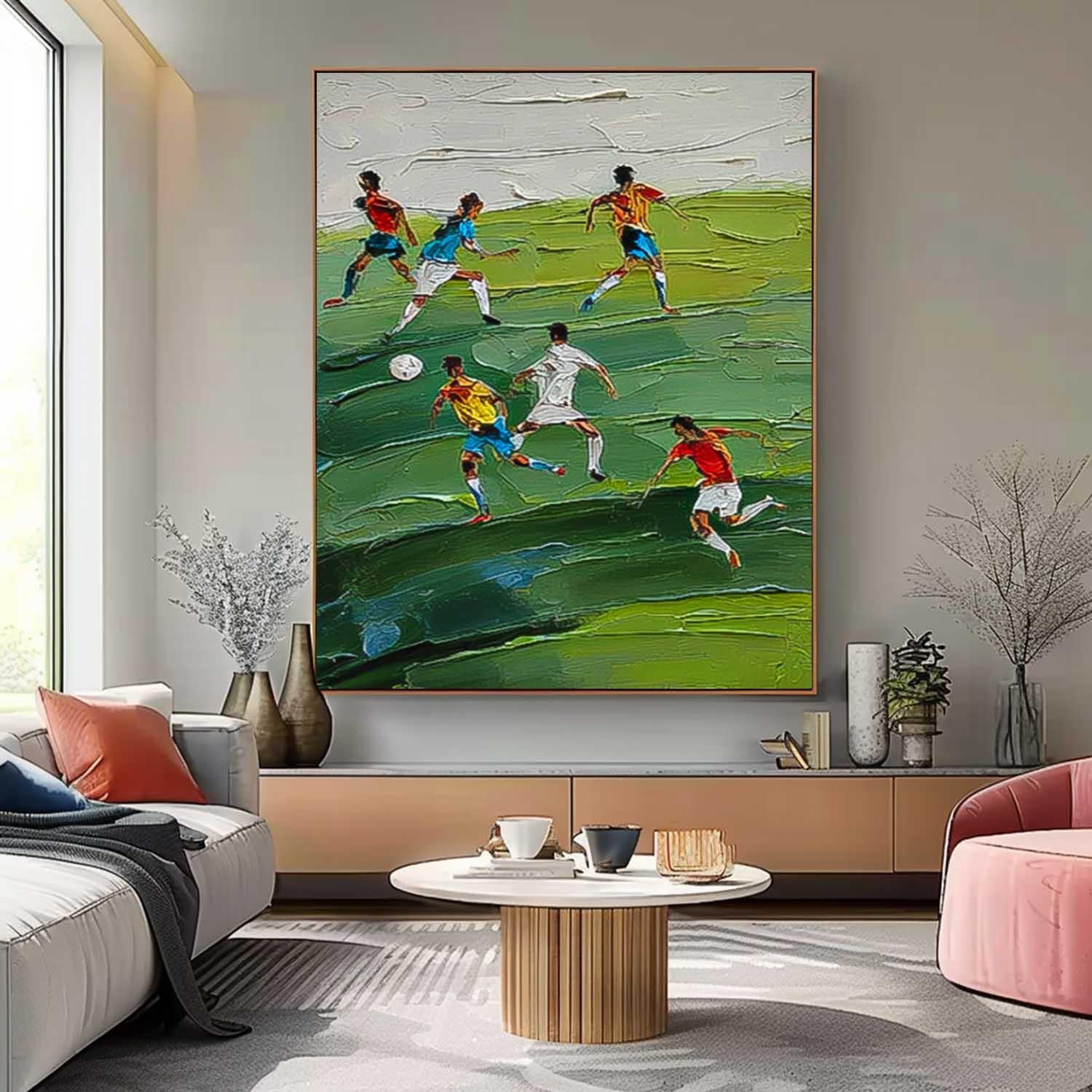 Textured Football Wall Art Green Football Textured Canvas Art Sports Art Lover Gift Home Decor