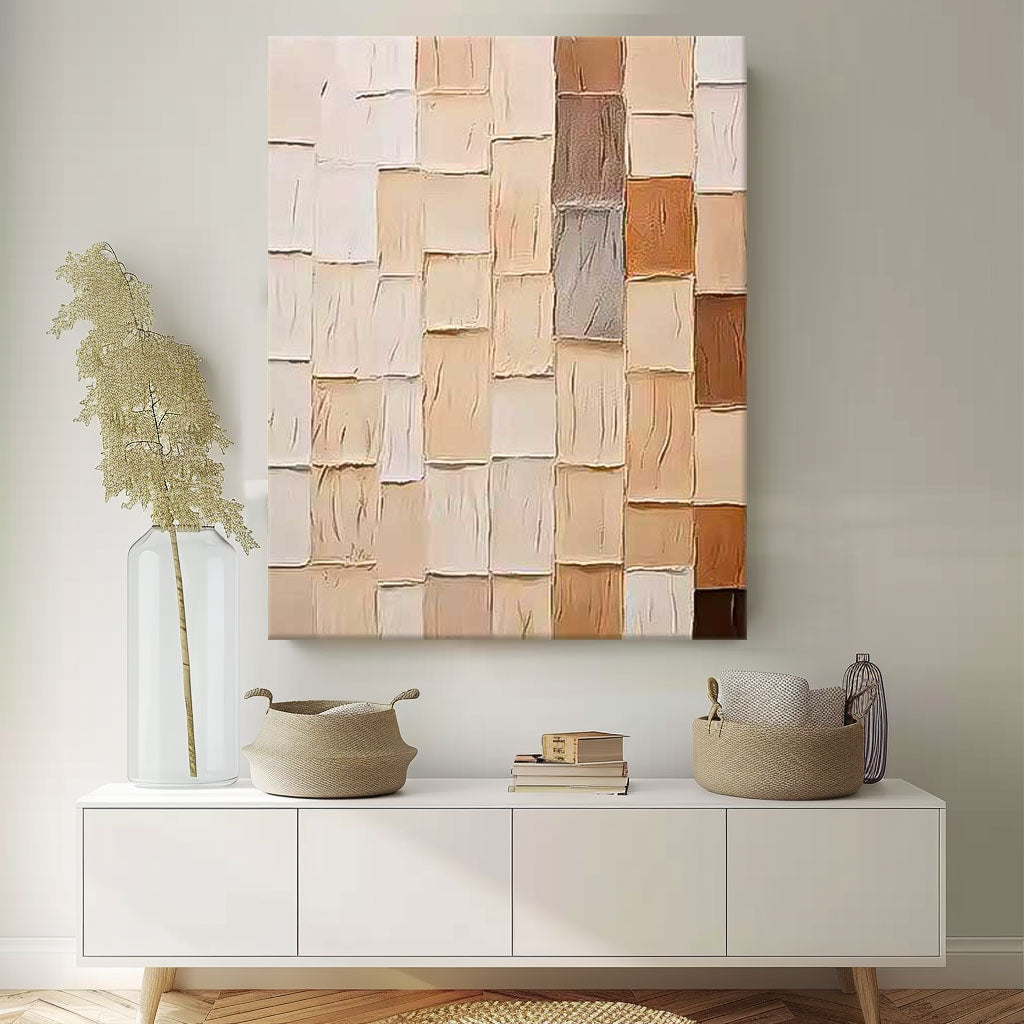 Geometric Color Blocks Original Abstract Oil Painting On Canvas Modern Wall Art Large Acrylic Painting Framed