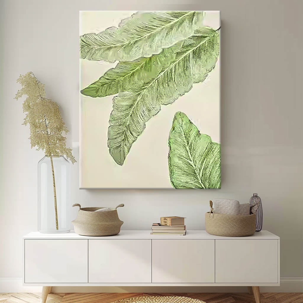 Original Texture Leaves Artwork Green Leaves Oil Painting On Canvas Oversize For Living Room