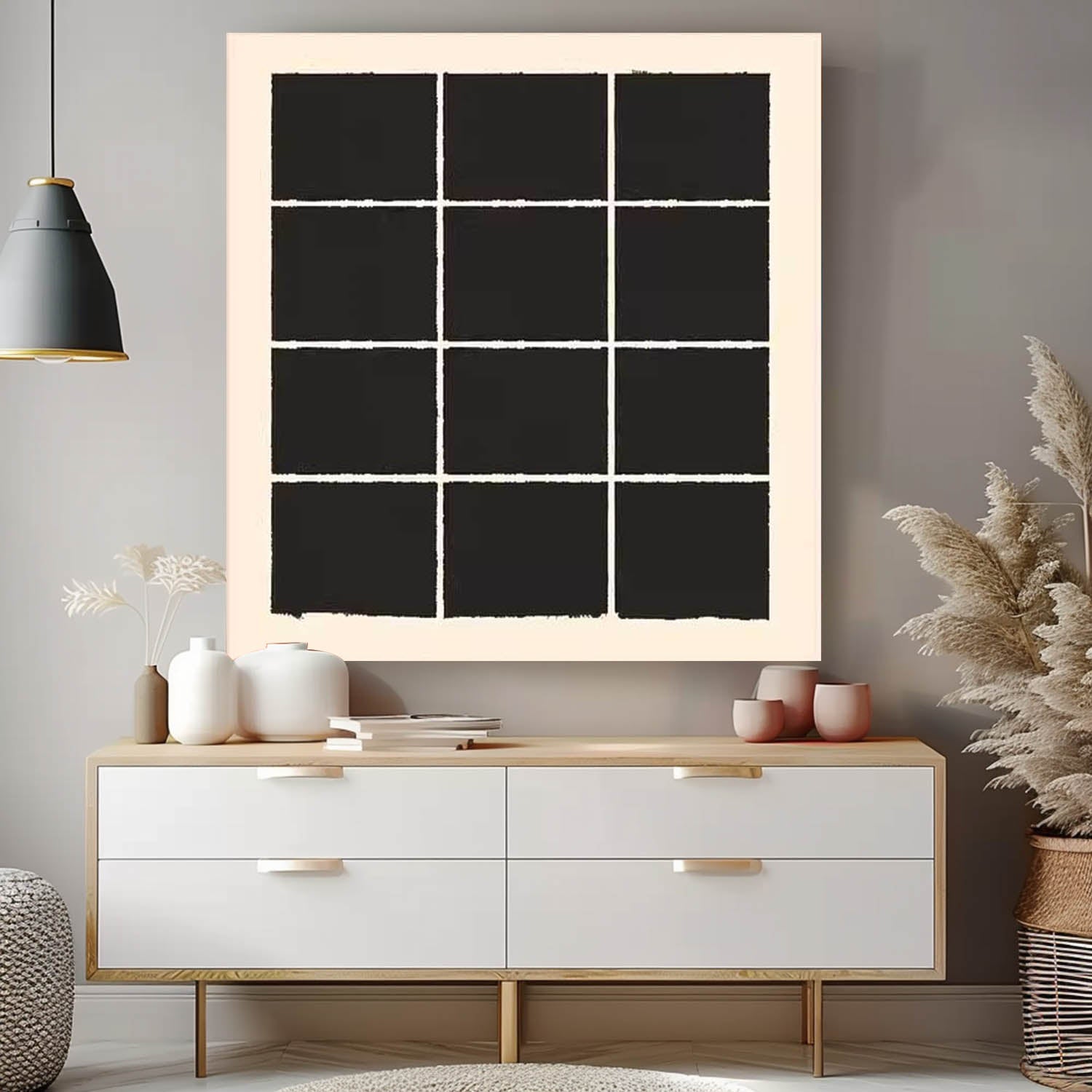 Square Modern Minimalist Canvas Acrylic Painting Large Abstract Artwork Original Geometry Wall Art