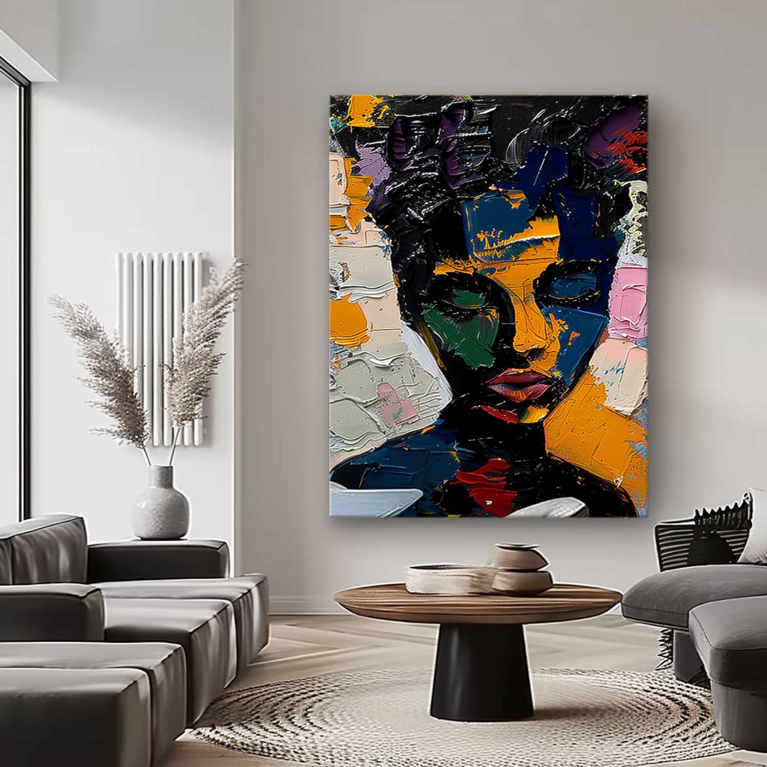 Original Exquisite Lady Wall Art Abstract Color Profile Artwork Large Portrait Painting Framed Home Decor
