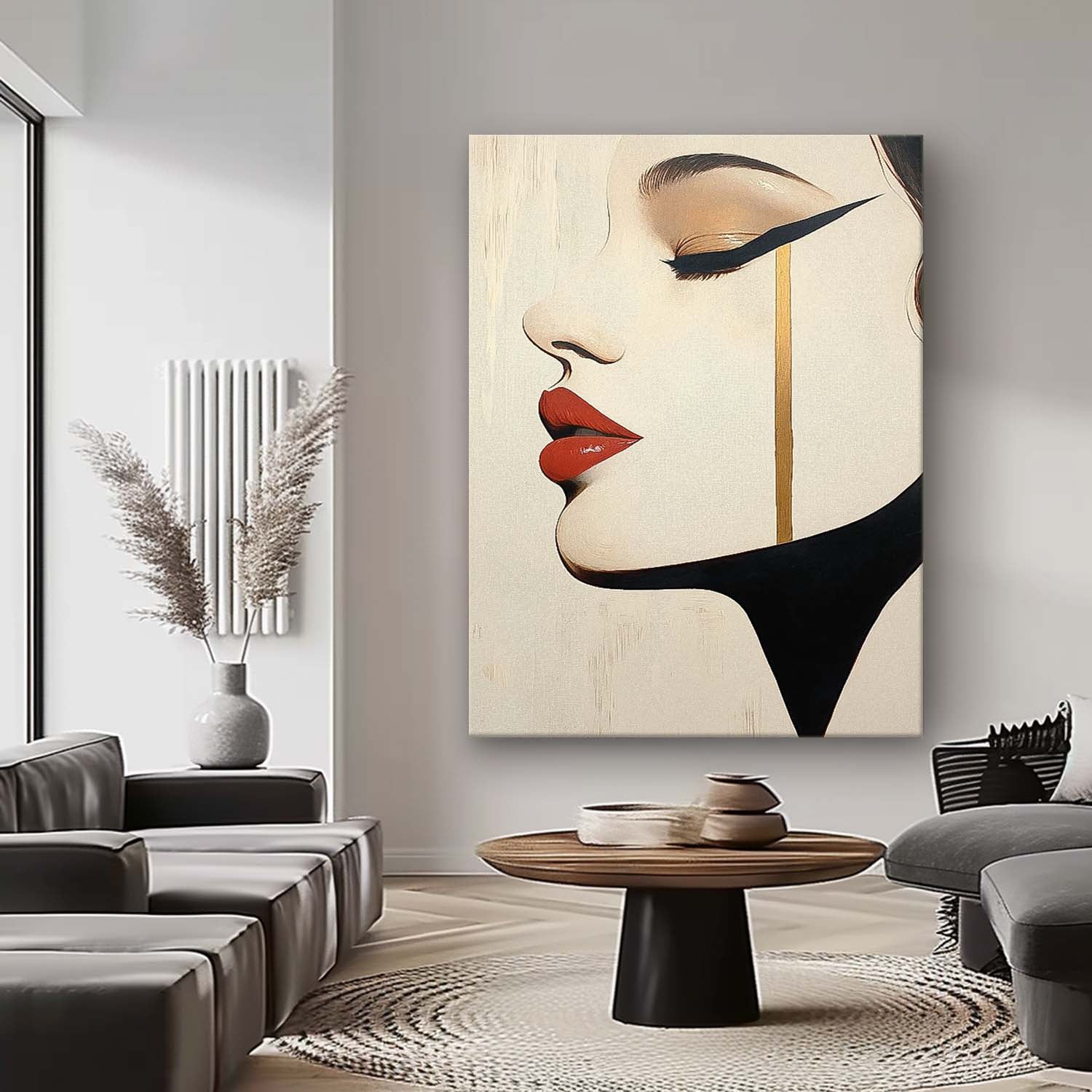 Abstract Advanced Face Oil Painting On Canvas Original Texture Girl Profile Wall Art Lady Modern Artwork