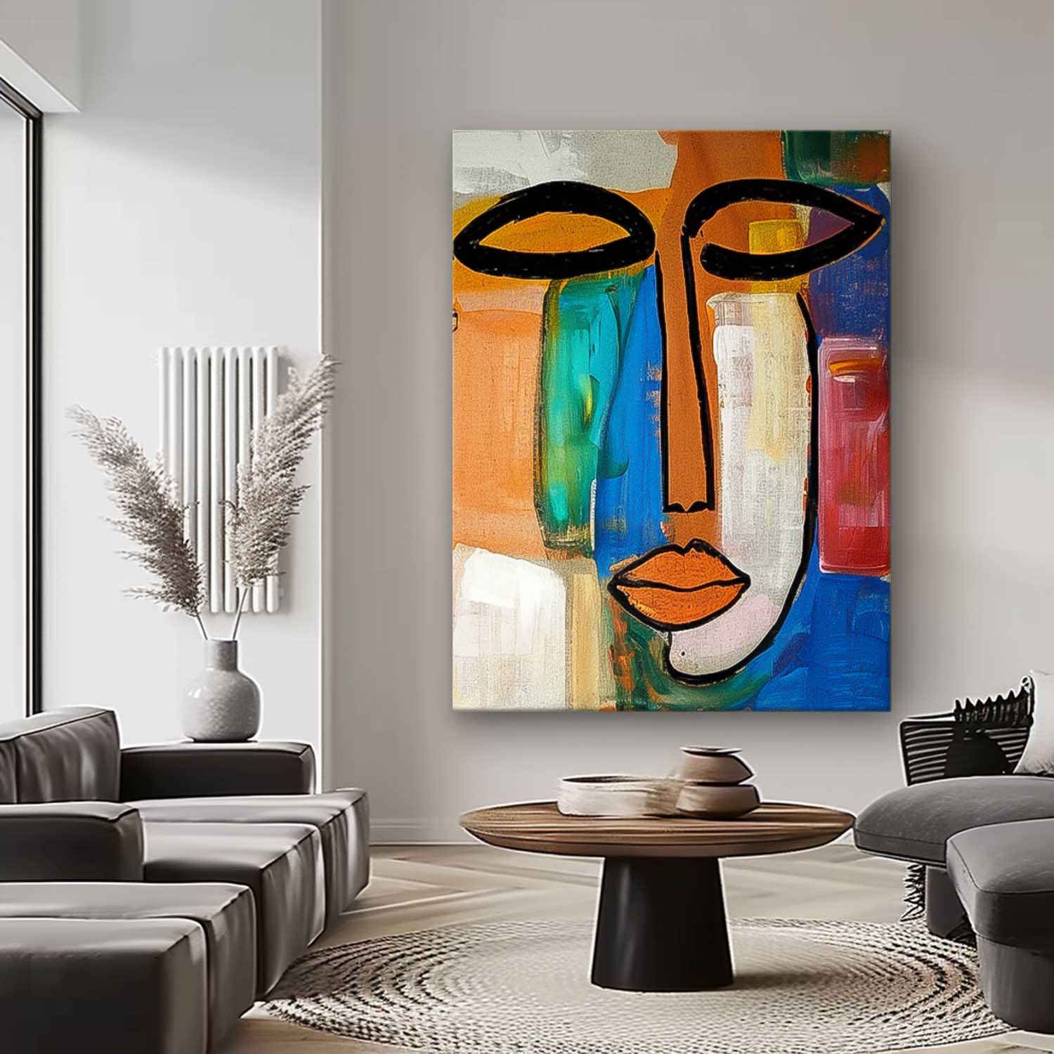 Original Colourful Bold Bright Artwork Expressive Abstract Faces Painting Modern Design New Art Wall Hanging