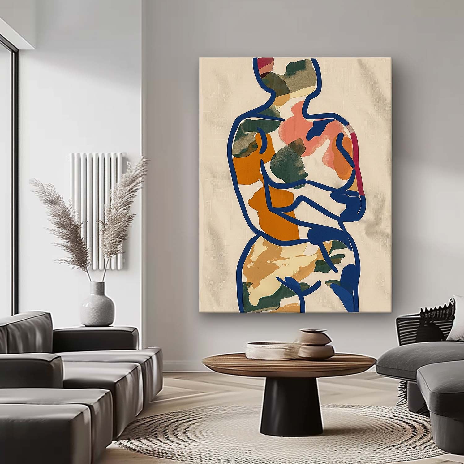 Minimalism Graffiti Oil painting Colors Original Abstract Body Line Outline Wall Art Figure Contour Acrylic Painting