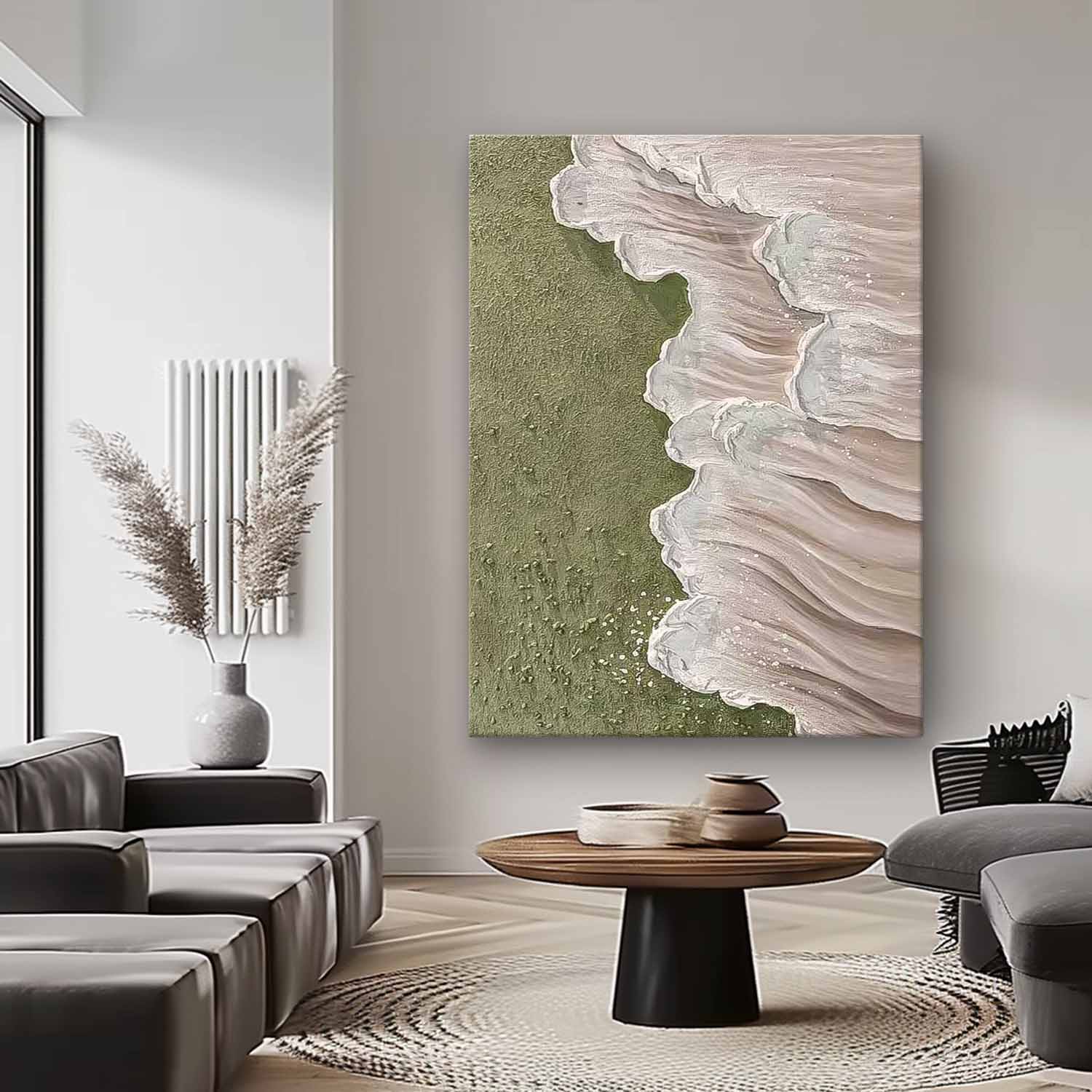 Original Abstract Beach Oil Painting On Canvas Large 3D Green Ocean Wall Art Seascape Artwork Decor